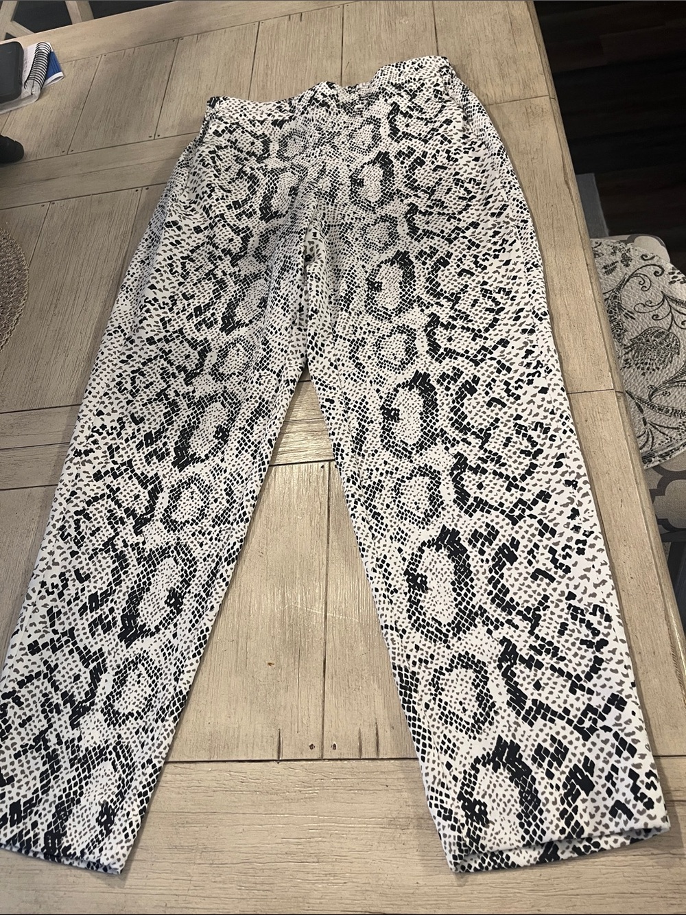J. Crew Black and White Snake Print Pants